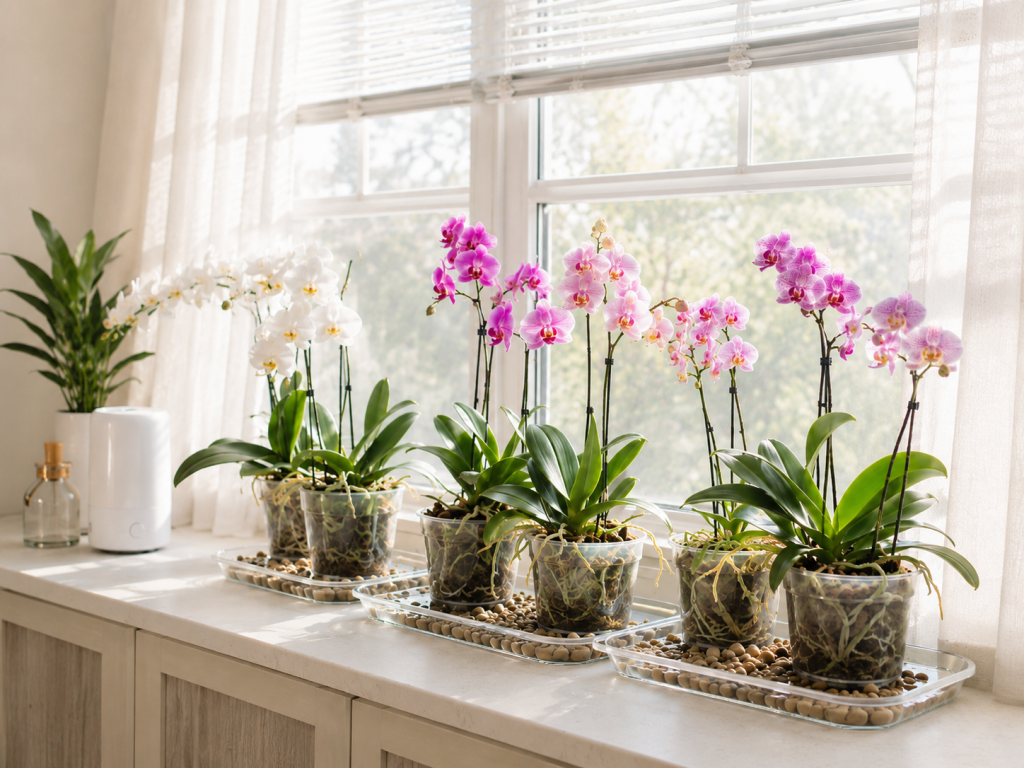 Orchideen auf der Fensterbank