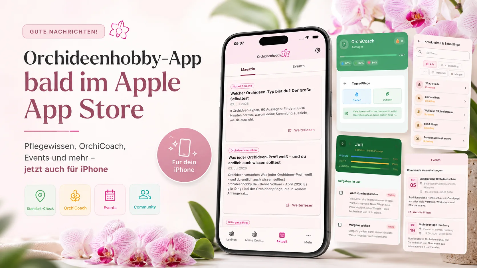Die Orchideenhobby-App mit OrchiCoach auf dem iPhone