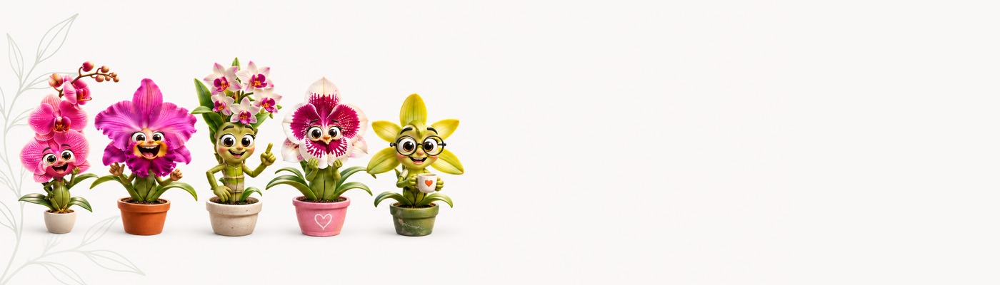 Die Orchidinis: liebevoll gestaltete Orchideenfiguren von Orchideenhobby